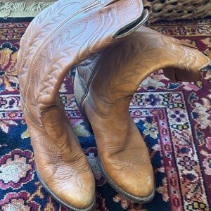 Tan Leather Western Cowboy Boots